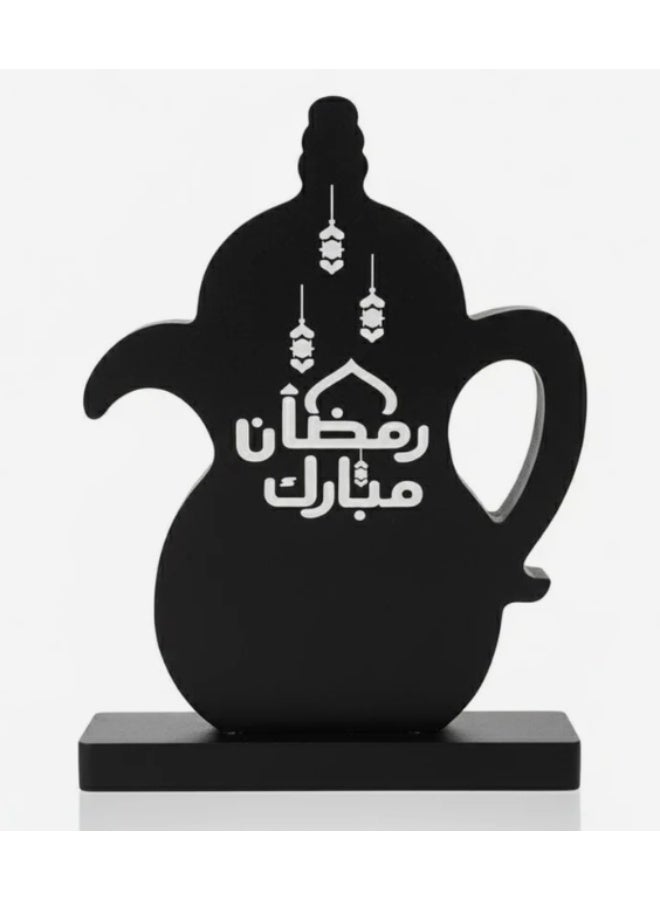 AKDC فانوس زينة رمضان، زينة طاولة، 15 سم، أسود - Image 2